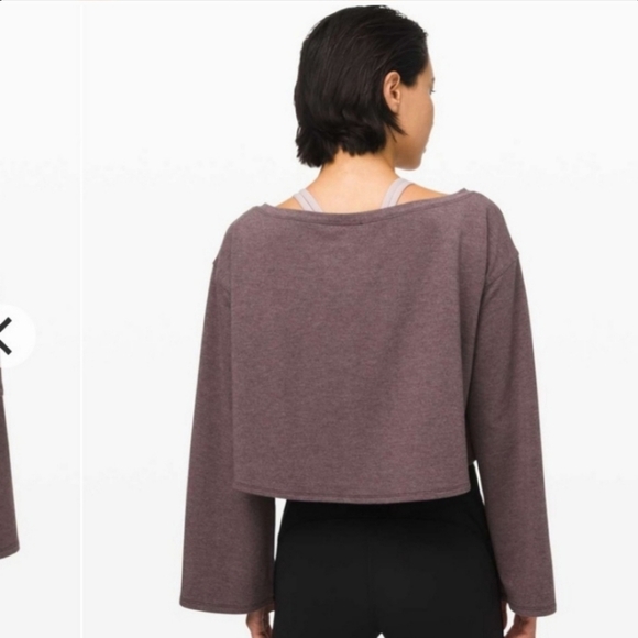 Lululemon Show Your Depth Long Sleeve Heathered Antique Bark Cropped Sweatshirt - Picture 4 of 11